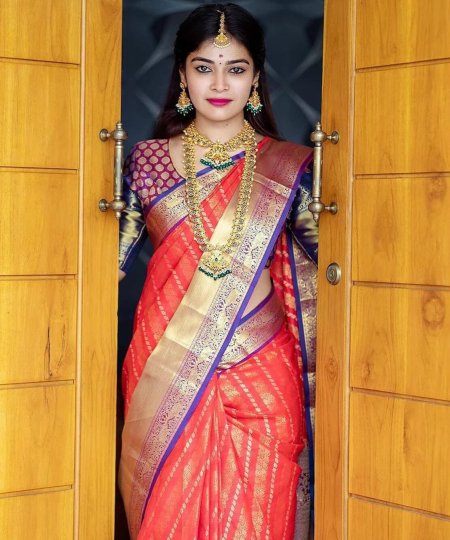 Red Kanjeevaram silk sarees online shopping dvz0003511-2