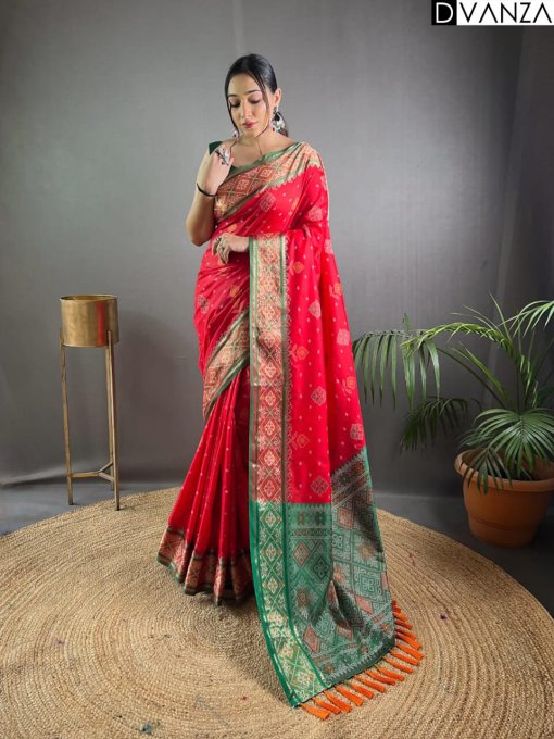 Red Rangeen Patola Silk saree DVZ0003961