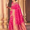 Silk weaving saree with beautiful Tassels (Pink) dvz0001889
