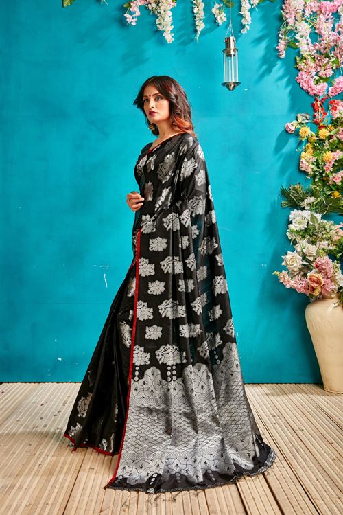 Black soft silk saree