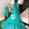 Sky Blue Georgette Designer saree with 9 inch Satin border - latest party wear sarees