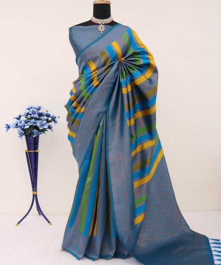 Sky Blue Kanjivaram Pattu Silk Saree DVZ0003997