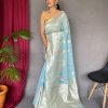 Sky Blue Linen Silk Saree dvz0003898