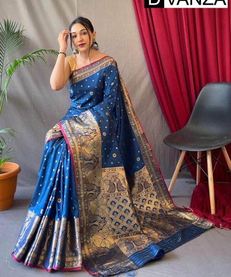 Sky Blue Soft Kanchipuram Silk Saree dvz0003370-3