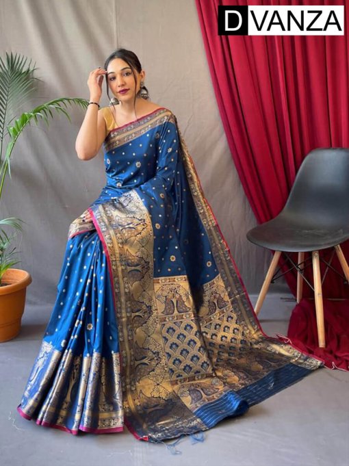 Sky Blue Soft Kanchipuram Silk Saree dvz0003370-3