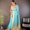 Sky Blue Trendy Zari Woven Cotton Saree DV412-3