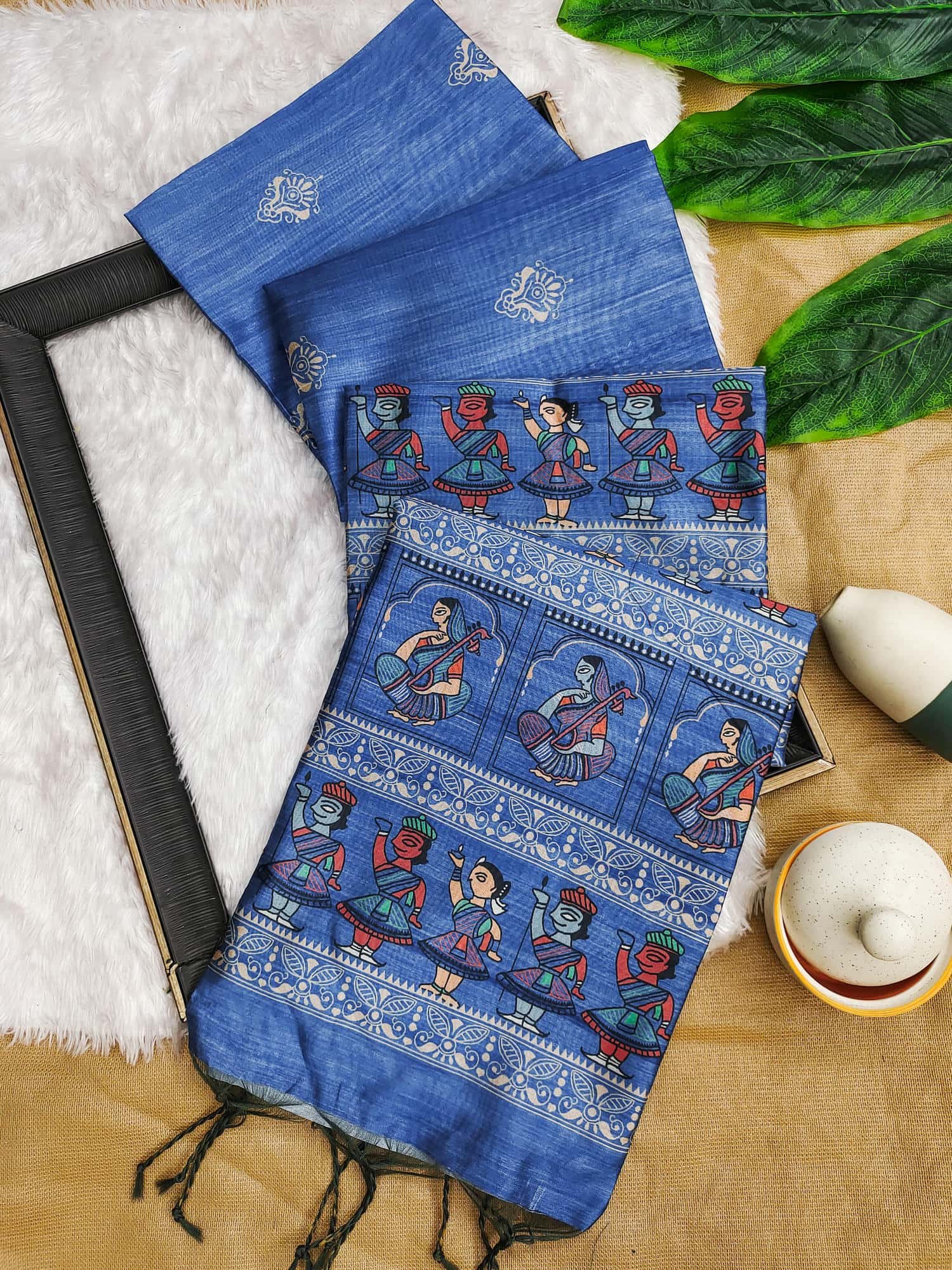 Sky Blue Unique Tussar Silk Saree DV442