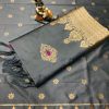 Soft Lichi silk woven saree in Grey dvz0002240