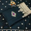 Soft Lichi silk woven saree in black dvz0002237