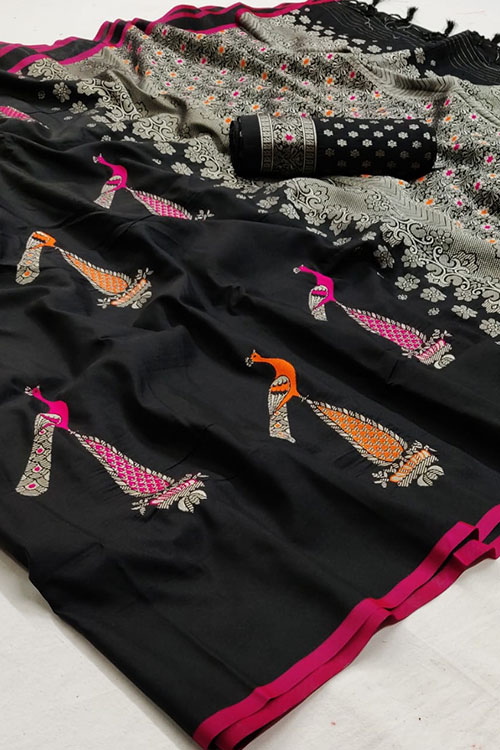 Soft Silk sarees Online (Black ) dvz0001118
