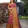 Soft cotton Printed saree with Jacquard border golden zari border dvz0001647