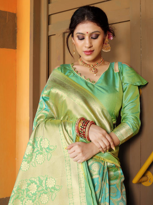 Exclusive Soft silk weaving saree in Green dvz0001178 - dvanza .com