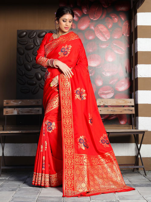 Soft silk weaving saree in Red dvz0001177 - dvanza