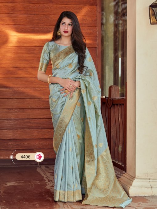 Soft silk woven Designer saree in Silver dvz0002930