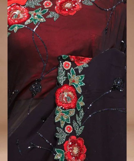 Stunning Black colour Flower Embroidered saree dvz0003547-3