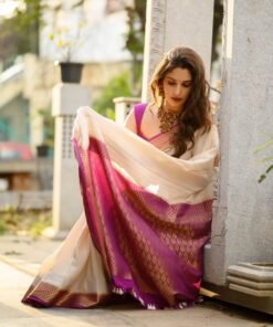 Stunning Cream Soft Silk Party Wear Saree DV432-4