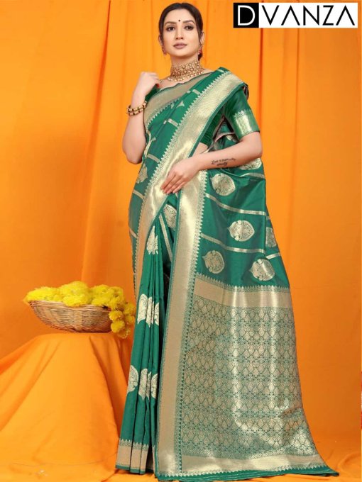 Stunning Green Amazing Lichi Soft Silk saree dvz0003542