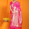 Stunning Hot Pink Amazing Lichi Soft Silk saree dvz0003542