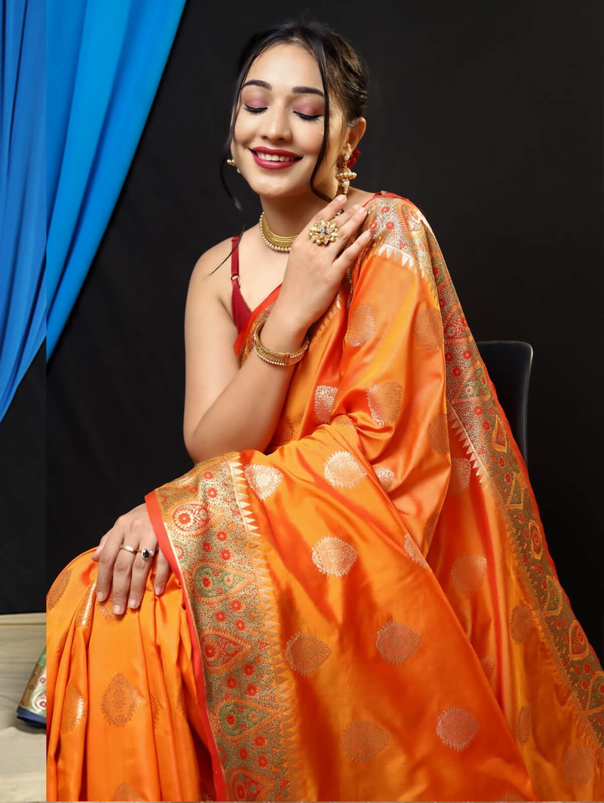 Stunning Orange Soft silk Gorgeouse saree dvz0003170-3