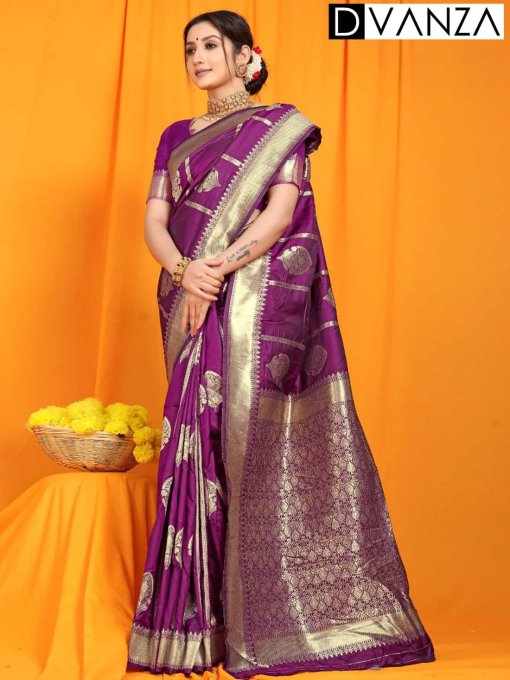 Stunning Purple Amazing Lichi Soft Silk saree dvz0003542