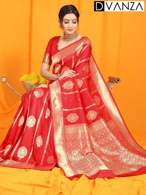 Stunning Red Amazing Lichi Soft Silk saree dvz0003542