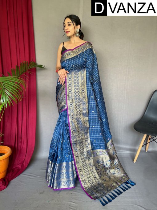 Stunning Royal Blue Partywear traditional silk saree dvz0003435