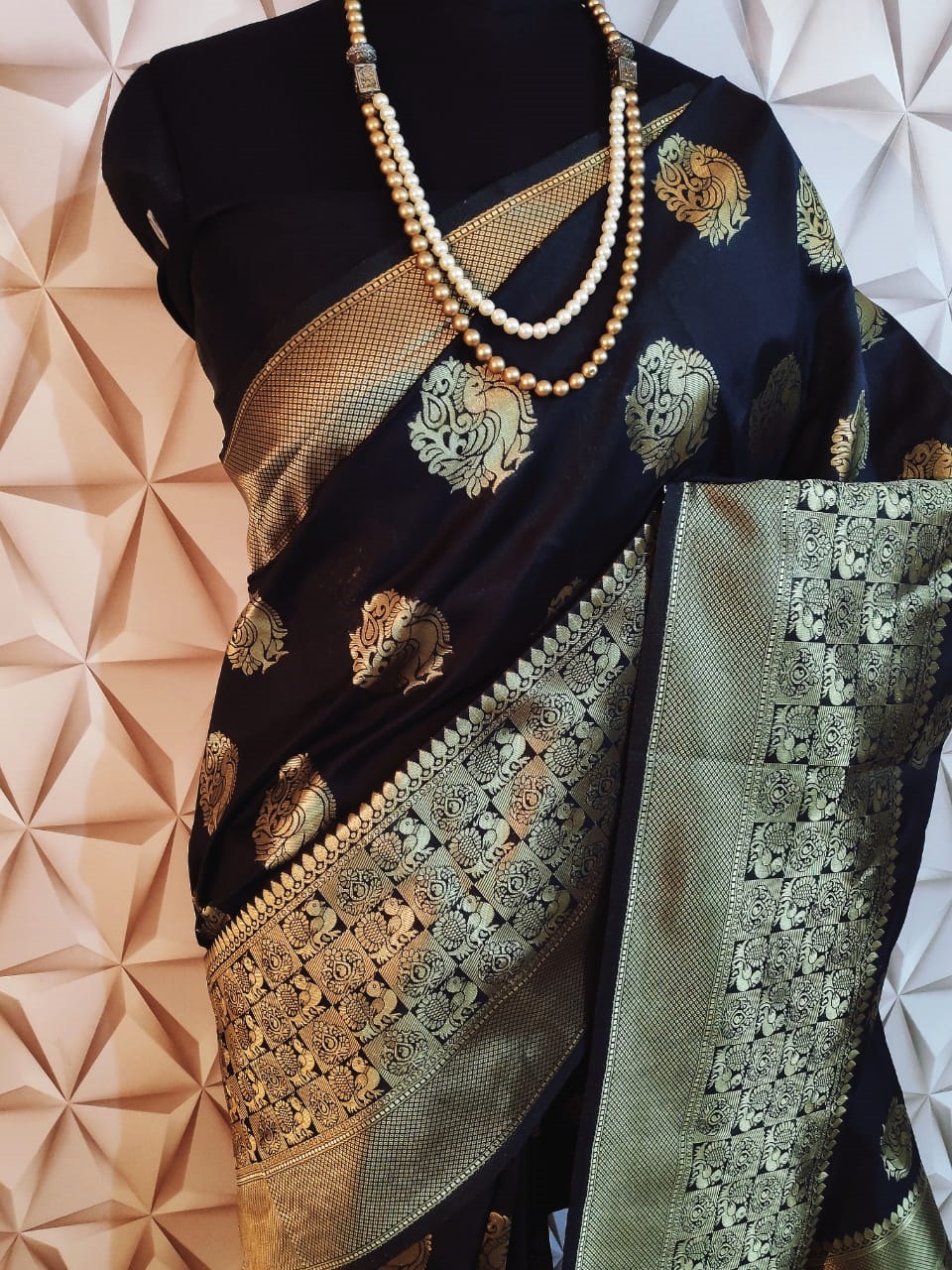 Stunning soft Banarasi silk woven Saree Black dvz0003132-2