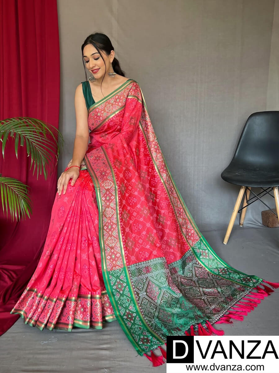 Traditional Hot pink Beautiful Patola Woven Saree dvz0003499-3