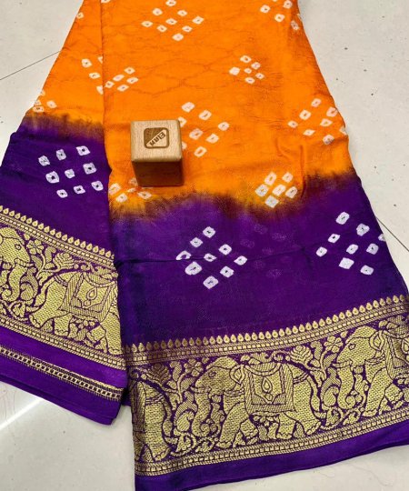 Traditional Two Color Bandhani Saree DVZ0003982