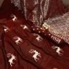 Traditional Two Tone Lichi Silk Hiran weaving Brown saree dvz0001699