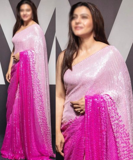 Trending Pink Bollywood Style sequin saree dvz0003776