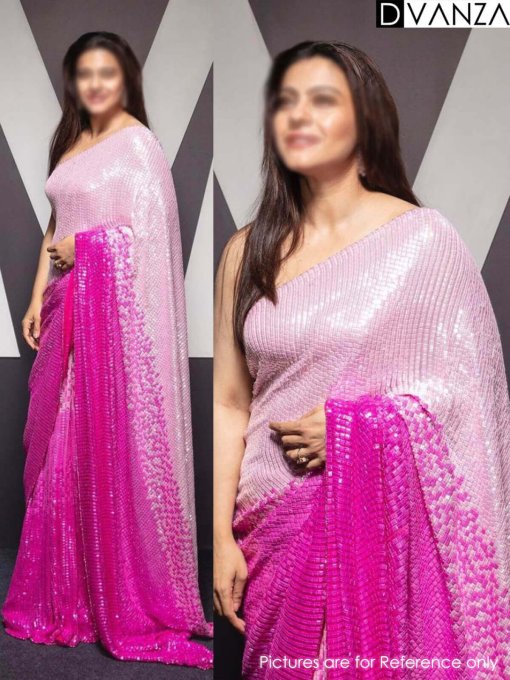 Trending Pink Bollywood Style sequin saree dvz0003776