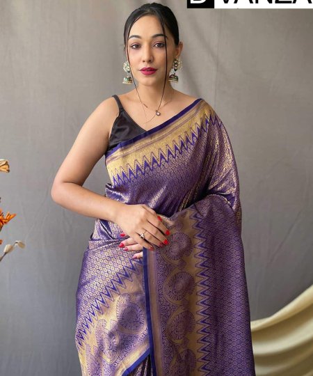 Trending Purple Kanjeevaram Silk Saree dvz0003362-3