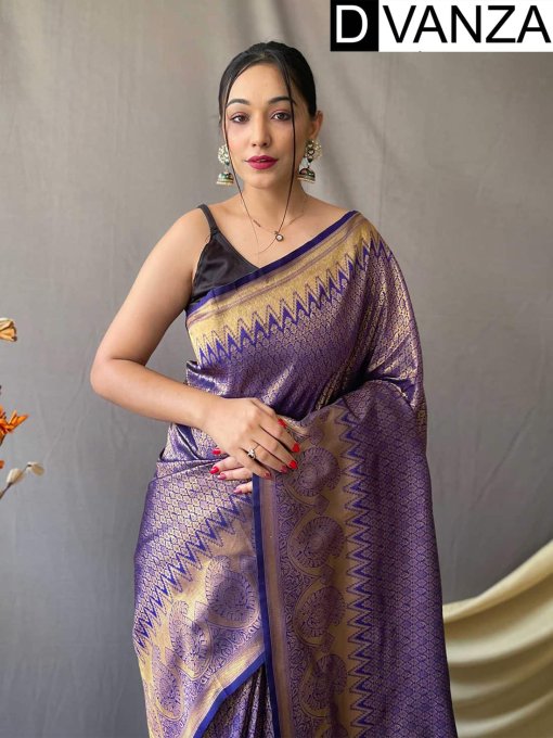 Trending Purple Kanjeevaram Silk Saree dvz0003362-3