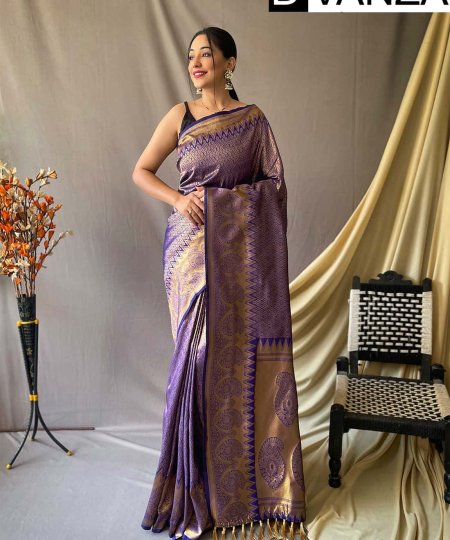 Trending Purple Kanjeevaram Silk Saree dvz0003362