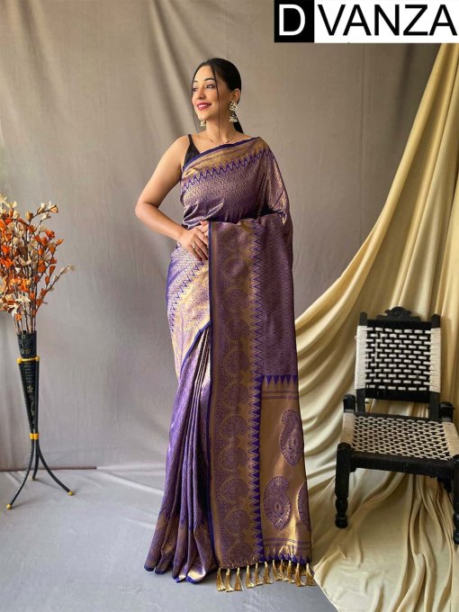 Trending Purple Kanjeevaram Silk Saree dvz0003362