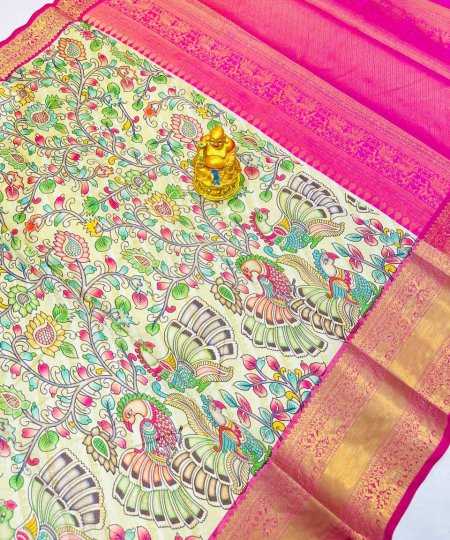 Trending kalamkari silk saree online leriya for Party and Fastive dvz0003584