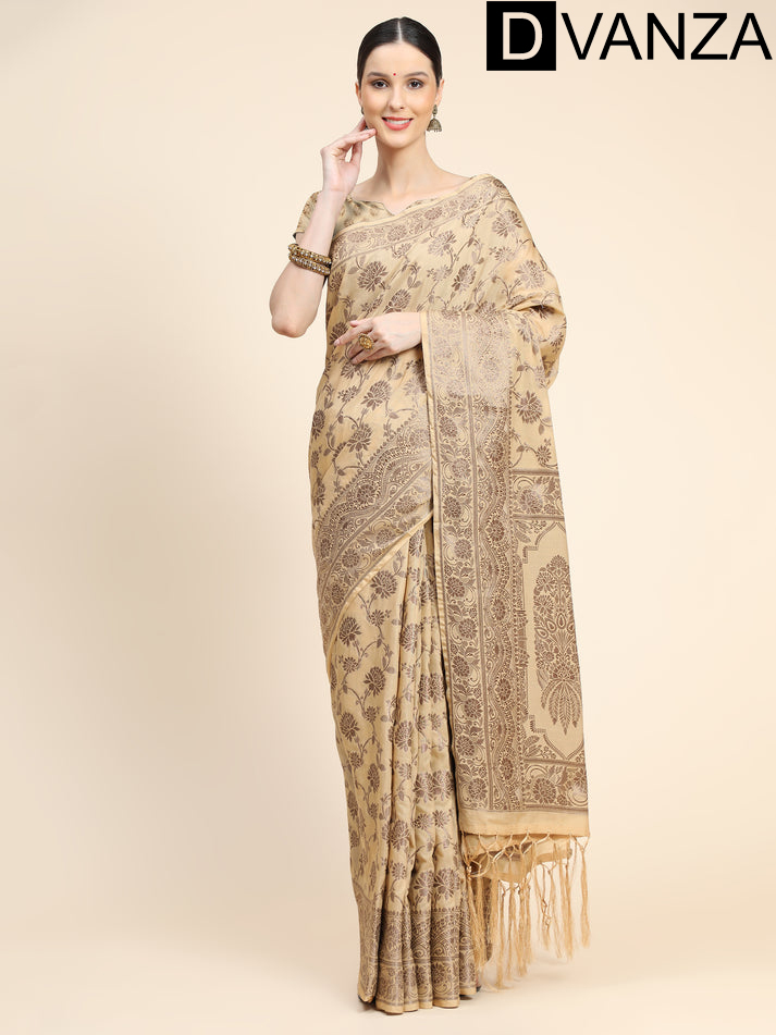 Trendy Beige Cotton silk woven saree dvz0003263