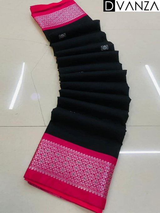 Trendy Black Cotton Silk saree dvz0003543