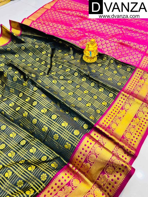 Trendy Black Kanchipuram Silk Traditional saree dvz0003503