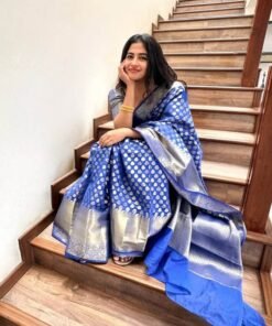 Trendy Blue Banarasi Soft Silk Saree DV422-4