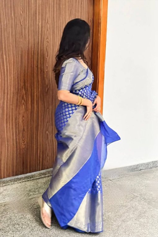 Trendy Blue Banarasi Soft Silk Saree DV422-7