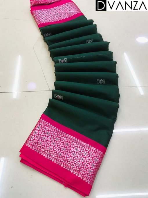 Trendy Dark Green Cotton Silk saree dvz0003543