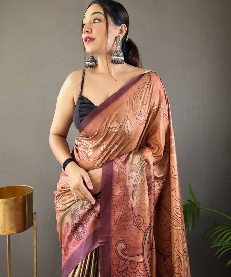 Trendy Satin Cotton Kalamkari Saree dvz0003956-3