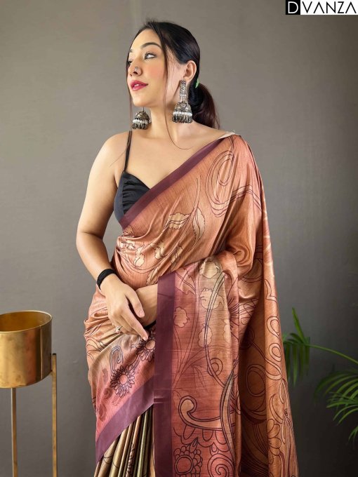 Trendy Satin Cotton Kalamkari Saree dvz0003956-3