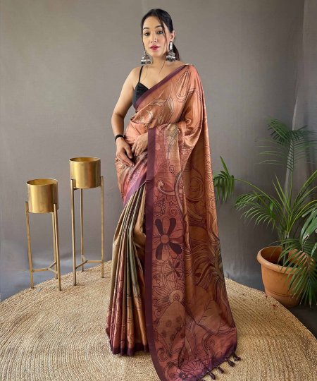 Trendy Satin Cotton Kalamkari Saree dvz0003956