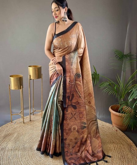 Trendy Satin Cotton Kalamkari Saree dvz0003957-3