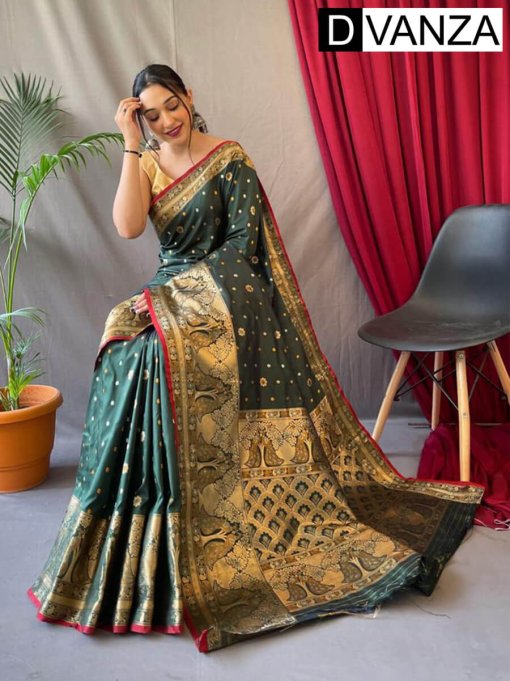 Trendy Soft Kanchipuram Silk Saree (Green) dvz0003372-2