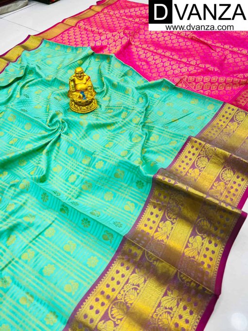 Trendy Turquoise Kanchipuram Silk Traditional saree dvz0003503