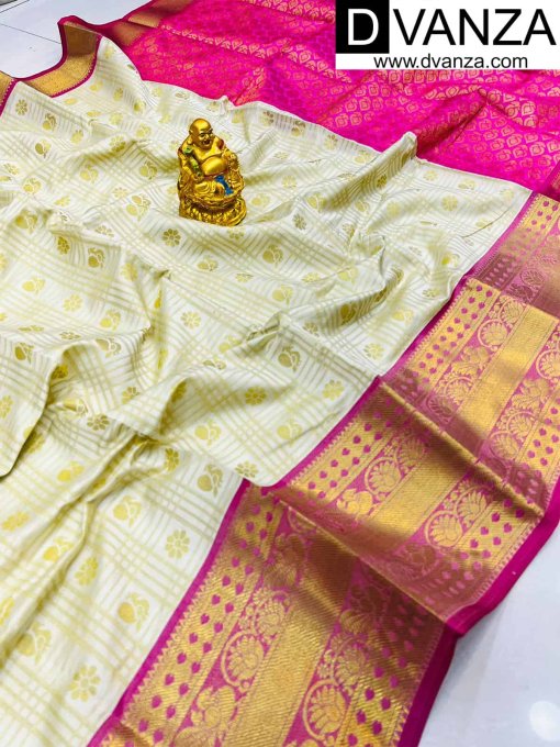 Trendy White Kanchipuram Silk Traditional saree dvz0003503